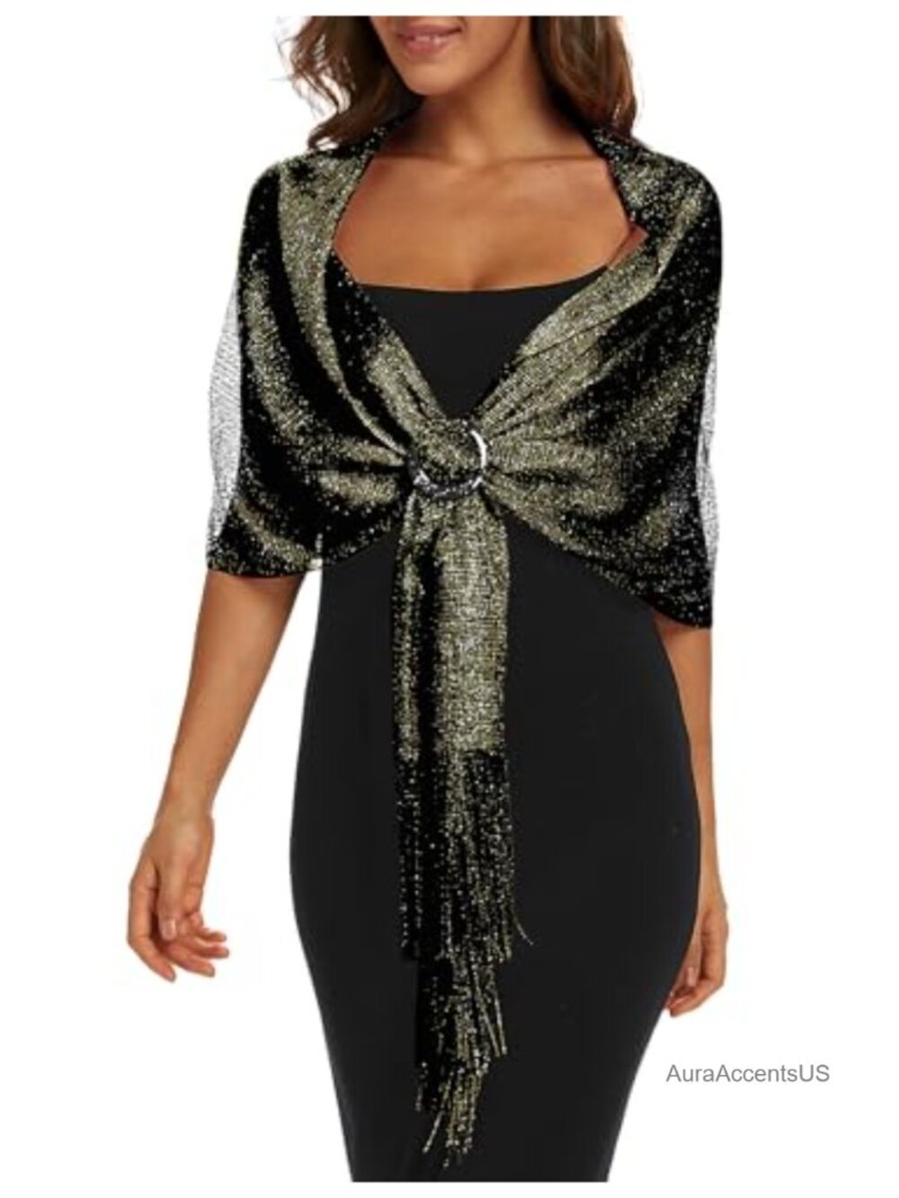 Sparkle Shawl Wrap for Evening Dress with Buckle Women Formal Party Wedding